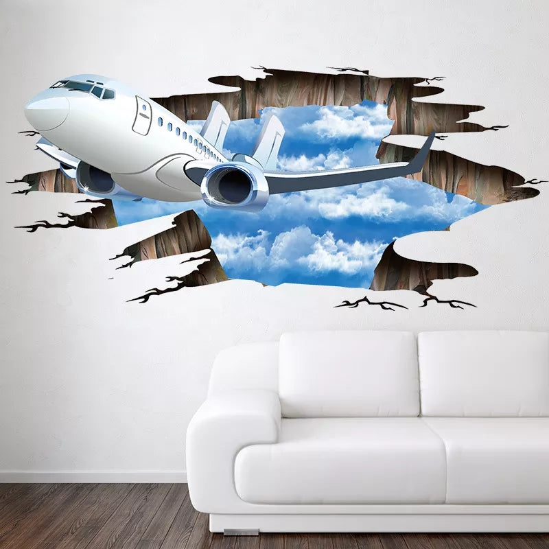 STICKER / PEGATINA DE PARED AVION 3D