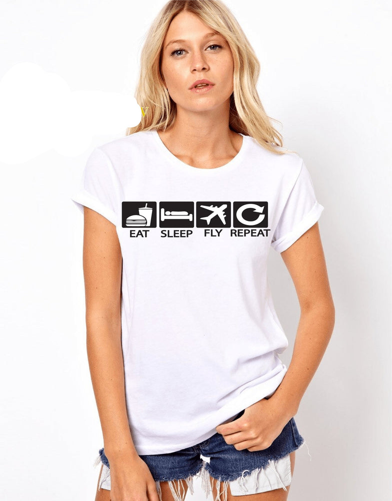 Camiseta Eat Sleep Fly and Repeat -Unisex T-shirt - Sky Crew PTY