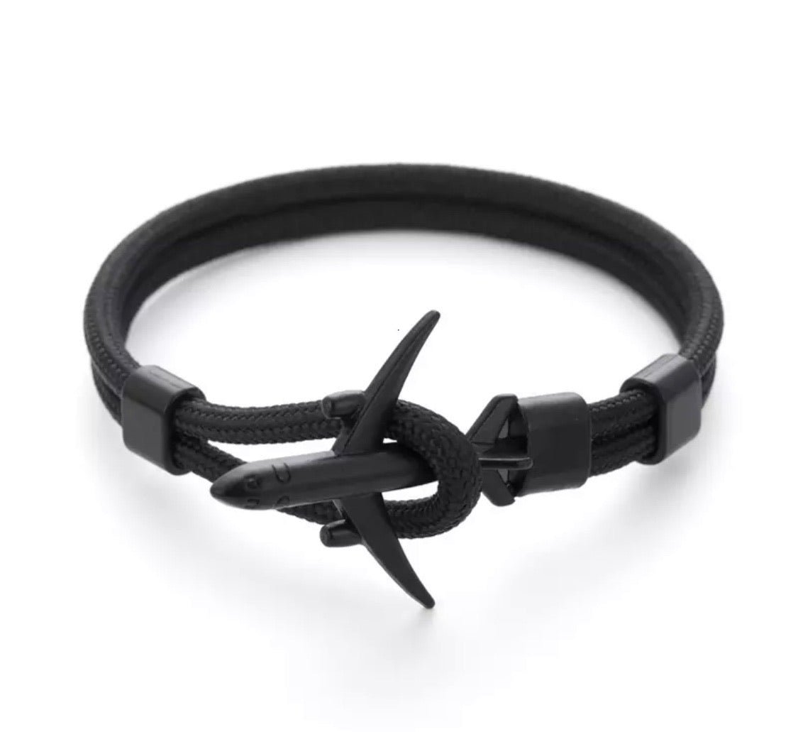 PULSERA DE AVION NEGRO / UNISEX